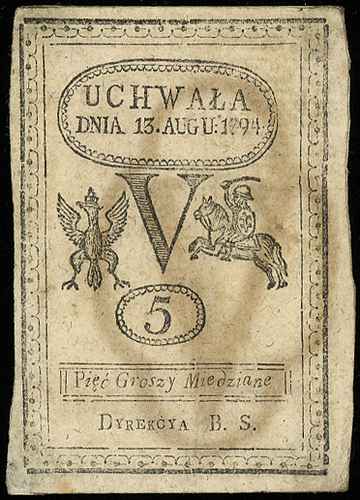 5 groszy miedziane 13.08.1794, Miłczak A8a, Luco