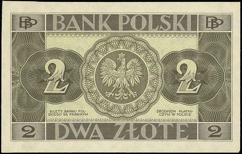 2 złote 26.02.1936, bez poddruku, oznaczenia serii i numeracji, Miłczak 75c, Lucow 680 (R1), piękne