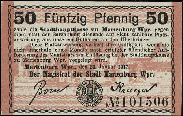 Malbork /Marienburg/, 50 fenigów 24.01.1917, Gra