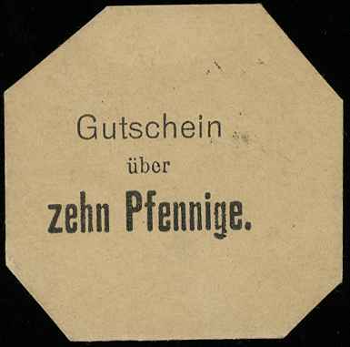 Wałcz /Deutsch Krone/, 10 fenigów /1914/, ośmiokątne, Keller 81, pięknie zachowane, rzadkie