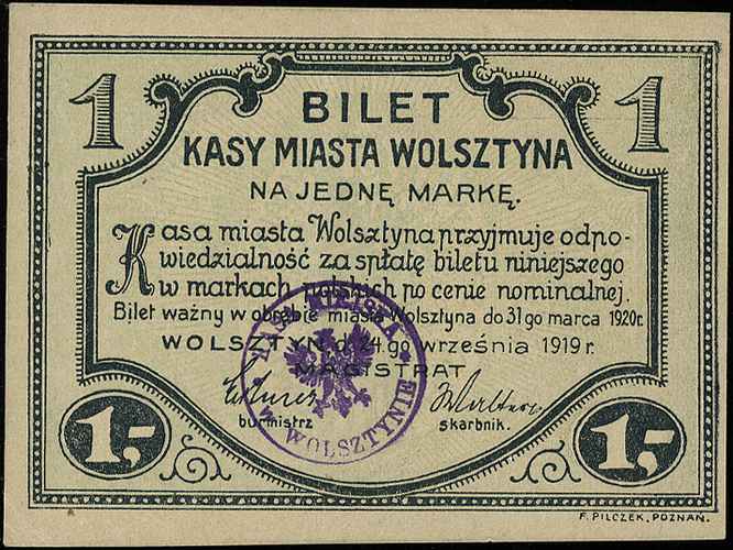 Wolsztyn /Wollstein/, 1 marka 24.09.1919 i 10 fe