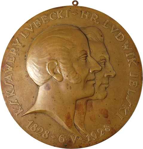 dwa medaliony (projektu rzeźbiarza i medaliera J