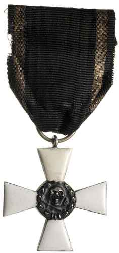odznaka pamiątkowa Krzyż Waleczności generała-Bułak Bałachowicza, srebro 37 x 37 mm, biała emalia, wstążka na stronie odwrotnej punce, Stela 14.4.11.b, ładnie zachowany egzemplarz