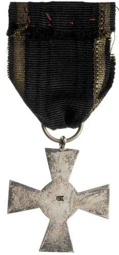 odznaka pamiątkowa Krzyż Waleczności generała-Bułak Bałachowicza, srebro 37 x 37 mm, biała emalia, wstążka na stronie odwrotnej punce, Stela 14.4.11.b, ładnie zachowany egzemplarz