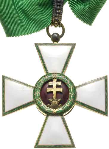 Krzyż Komandorski z gwiazdą i miniaturą Orderu Zasługi, całość w oryginalnym pudełku, krzyż ze wstążką, srebro 53.5 x 53.5 mm, emalia, gwiazda srebro 78 mm, emalia, miniatura srebro 25 mm, emalia, rzadki