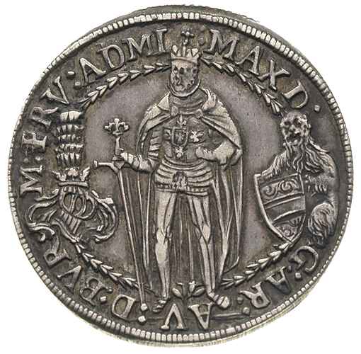 arcyksiążę Maksymilian 1590-1618 - jako Wielki Mistrz, 1/4 talara 1612, Hall, srebro 7.22 g, Prokisch 72 E/6, M-T -, bardzo ładnie zachowane, patyna