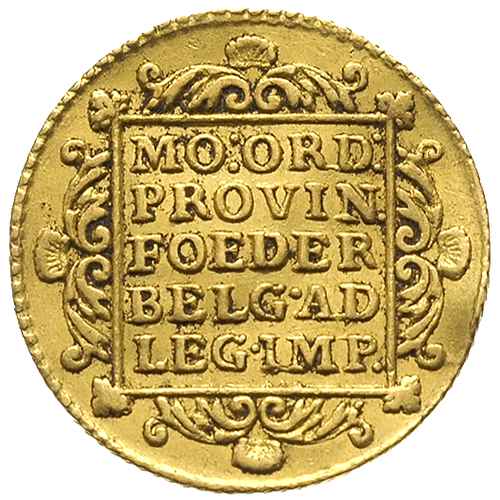 Holandia, dukat 1758, złoto 3.46 g, Delm. 775, V