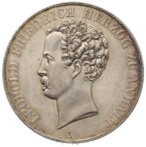 Anhalt-Dessau, Leopold IV Fryderyk 1817-1863, dwutalar 1843, srebro 37.12 g, Thun 8, Dav. 508, AKS 29, pięknie zachowany