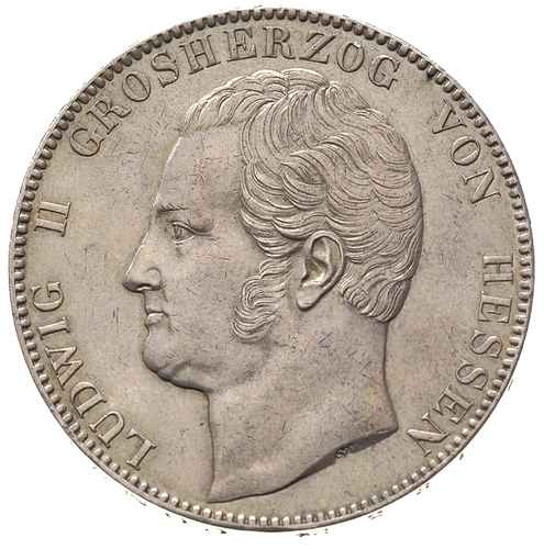 Hesja, Ludwik II 1830-1848, dwutalar 1844, srebro 37.02 g, Thun 196, AKS 100, Kahnt 265, Dav. 703