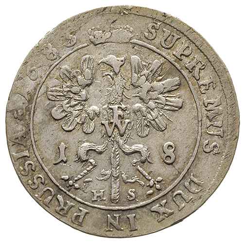 Prusy, Fryderyk Wilhelm 1640-1688, ort (18 groszy) 1683, Królewiec, v. Schr. 1665