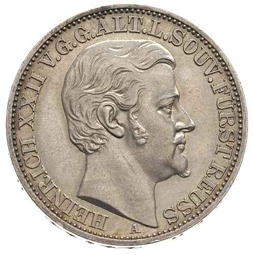 Reuss- linia starsza, Henryk XXII 1859-1902, talar 1868, srebro 18.49 g, Thun 281, AKS 15, Kahnt 402, Dav. 799