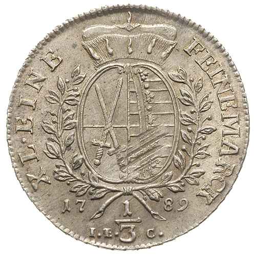 Saksonia, Fryderyk August III 1763-1806, 1/3 talara 1789 / IEC, Drezno, piękne