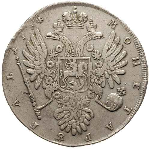 rubel 1734, Kadaszewskij Dwor, srebro 25.22 g, Diakov 25, Bitkin 99 (R), wyczyszczony, wada blachy