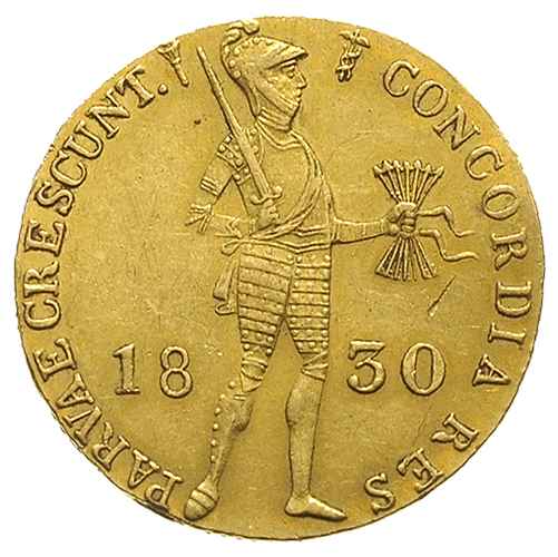 dukat 1830, Petersburg, rosyjskie naśladownictwo niderlandzkiego dukata, złoto 3.48 g, Bitkin 23, Fb. 161