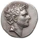 Macedonia, Perseusz 179-168, tetradrachma, Aw: Głowa Perseusza w diademie w prawo, Rw: Orzeł z roz..