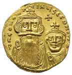 Konstans II i Konstantyn IV 641-668, solidus 654-659, Konstantynopol, oficyna Θ, Aw: Popiersia ces..