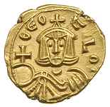 Teofil 829-842, solidus 831-842, Syrakuzy, Aw: Udrapowane popiersie cesarza z jabłkiem królewskim ..