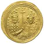 Bazyli II Bułgarobójca 976-1025, histamenon 1005-1025, Konstantynopol, Aw: Popiersie Chrystusa w n..