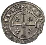 CYPR, Hugo IV de Lusignan 1324-1359, grosz szeroki, Aw: Hugo siedzący na tronie, trzymający berło ..
