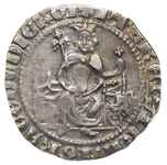 CYPR, Piotr II de Lusignan 1369-1382, grosz, Aw: Król siedzący na tronie, trzymający berło i glob ..