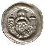 Leszek Biały 1202-1227, brakteat, popiersie mężczyzny z palmą pod arkadą z trzema wieżami, srebro ..