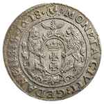 ort 1618, Gdańsk, pięć kropek ułożonych w kształcie krzyża kończy napis na awersie, duża pięciolis..
