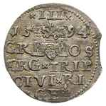 trojak 1594, Ryga, Iger R.94.1.h, Gerbaszewski 33, moneta z końcówki blachy, ale ładnie zachowana,..