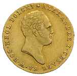 25 złotych 1819, Warszawa, złoto 4.89 g, Plage 14, Bitkin 814 (R), patyna