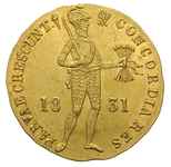 dukat 1831, Warszawa, odmiana z kropką przed pochodnią, złoto 3.46 g, Plage 269, ładnie zachowany