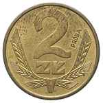 2 złote 1987, Warszawa, na rewersie wypukły napis PRÓBA, mosiądz 3.05 g, Parchimowicz nie notuje