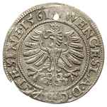 grosz 1561, Cieszyn, F.u.S. 2953, moneta przedziurawiona, ale dość ładne lustro mennicze, bardzo r..