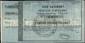 obligacja tymczasowa na 500 złotych polskich 1863, druk na grubym papierze, Moczydłowski S5, Lucow..