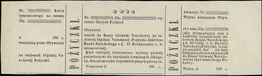 kwit tymczasowy Pożyczki Ogólnej Narodowej Polskiej z 1863 roku, Moczydłowski S21, Lucow 221 (R5) ..