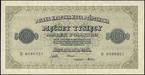 500.000 marek polskich 30.08.1923, seria B, numeracja 7-cyfrowa, Miłczak 36h, Lucow 439 (R4), wyśm..