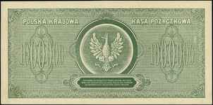 1.000.000 marek polskich 30.08.1923, seria P, numeracja 6-cio cyfrowa, Miłczak 37a, Lucow 453 (R4)..
