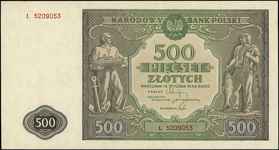 500 złotych 15.01.1946, seria L, Miłczak 121a, L
