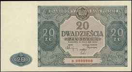 20 złotych 15.05.1946, seria B 0000000, Miłczak 