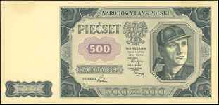 druk próbny 500 złotych 1.07.1948, sklejone prze