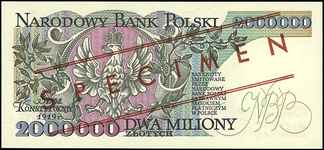 2.000.000 złotych 14.08.1992, seria A 0000000, WZÓR, z błędem \Sejm Konstytucyjy, Miłczak 190a