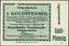 Nowa Sól /Neusalz/, Gruschwitz Textilwerke AG, 1, 2, 5 i 10 goldfenigów 31.10.1923 oraz 30 goldfen..