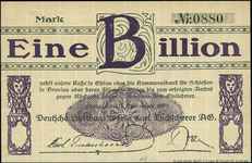 Oława /Ohlau/, Deutsche Holzbau-Werke Carl Tuchscherer AG, bon na 1 bilion marek 15.11.1923, Kelle..