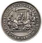 XVI/XVII w, -medal lany, niesygnowany, o tematyce religijnej, Aw: Scena z chrztu dziecka, w napisi..