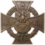 odznaka pamiątkowa Związku Byłych Uczestników Wojskowej Straży Kolejowej 1918-1919 1920, jednoczęś..