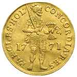 Holandia, dukat 1771, złoto 3.45 g, Delm. 775, V