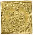Norymberga- miasto, klipa dukata 1700 (1755-1764), złoto 3.48 g, Fr. 1886, Kellner 74, lekko gięty