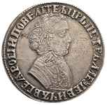 rubel 1704, Krasnyj Dwor, srebro 28.14 g, Diakov 8, Bitkin 797 R, mały defekt na twarzy cara, mone..
