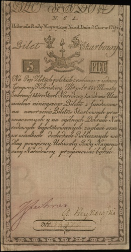 5 złotych 8.06.1794, seria N.C.1, numeracja 3897