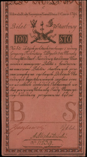 100 złotych 8.06.1794, seria C, numeracja 11239,