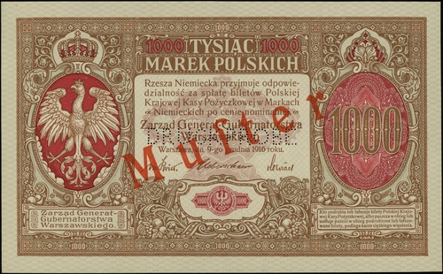 1.000 marek polskich 9.12.1916, druk tylko strony głównej, \Generał, bez oznaczenia serii i numeracji