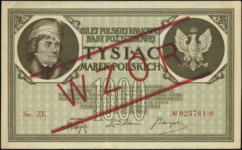 1.000 marek polskich 17.05.1919, seria ZE, numer